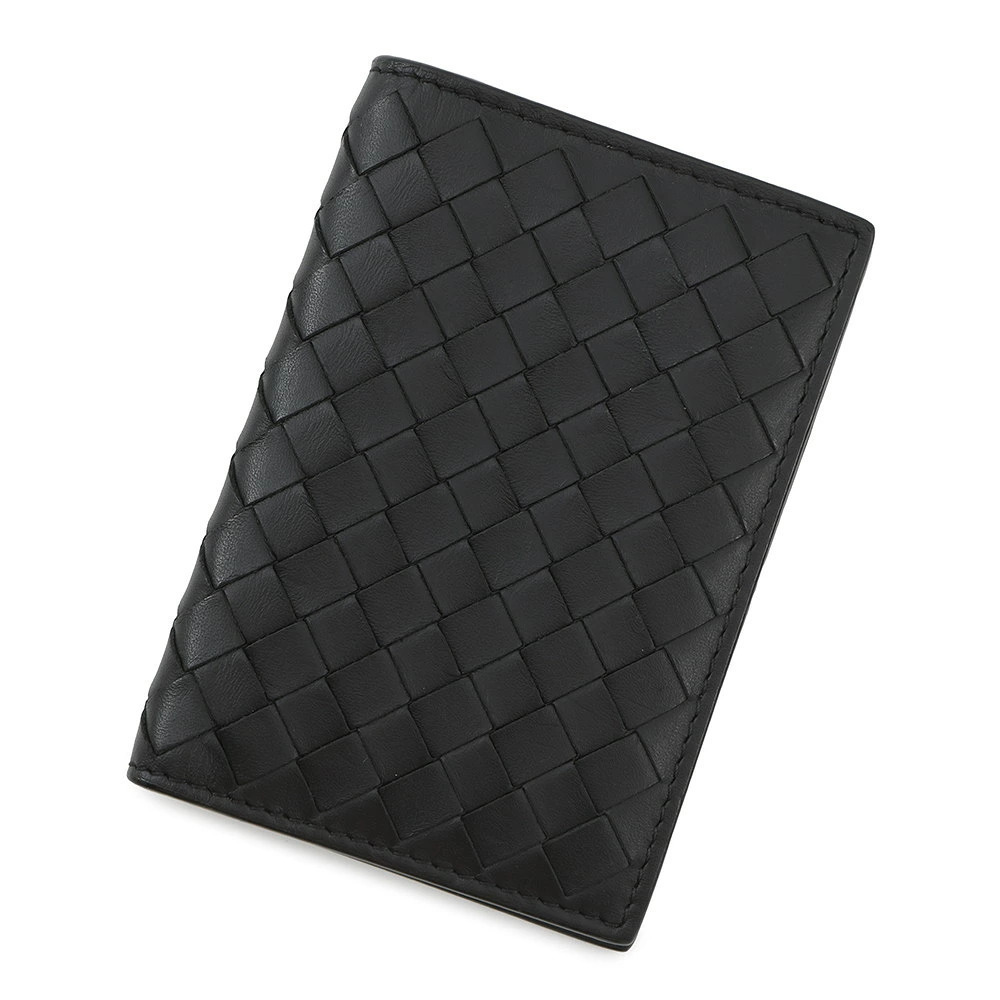 Bottega Veneta Card Case Wallet Intrecciato Calf Leather Pass Black WALLET
